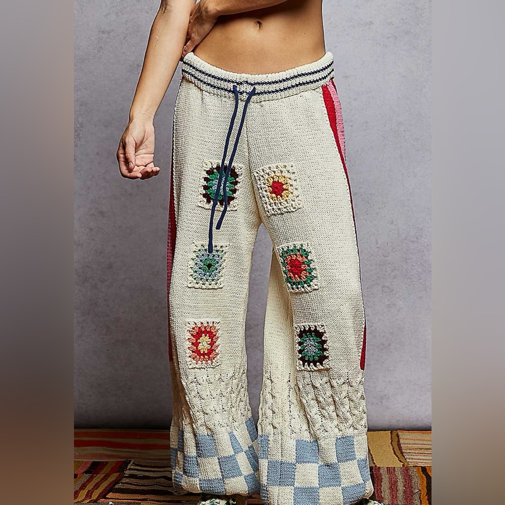 POL-Colorful Patchwork Knit pants
